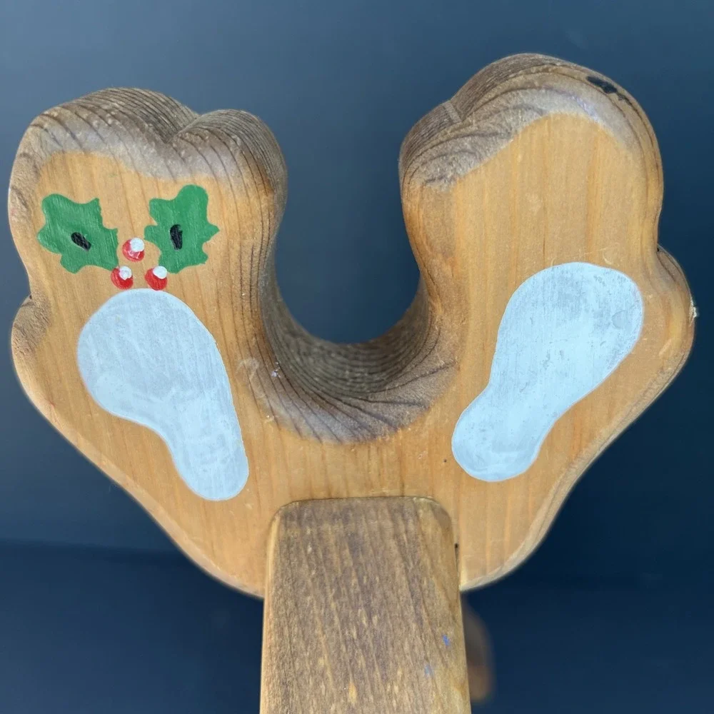 VTG Handmade Wooden Reindeer 16.5